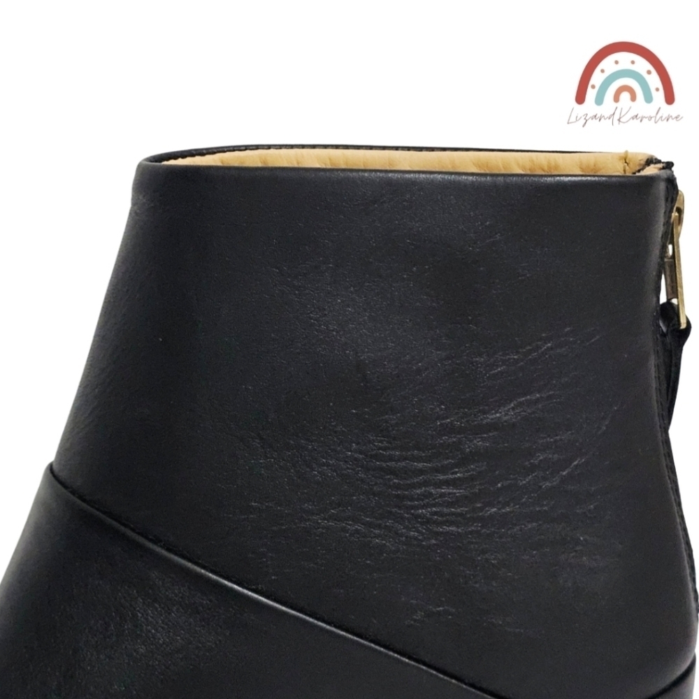 New! Nisolo Dari Leather Block Heeled Boots Black With Gold Zipper — image 8 of 8